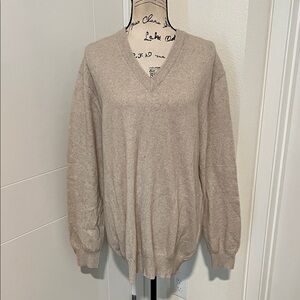 Christian Dior Beige V-Neck Pullover Sweater Luxury Work Office Business